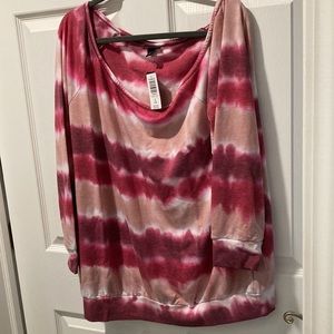 Tie-dye off the shoulder shirt